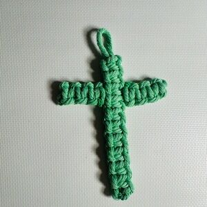 Handmade Mint Green Macrame Cross